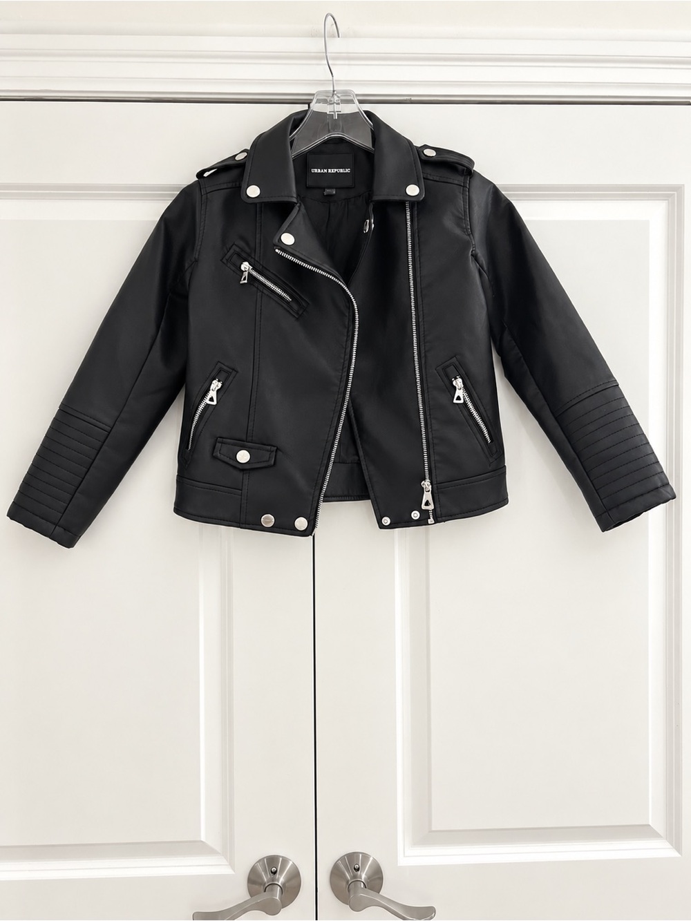 URBAN REPUBLIC Kids Black Faux Leather Biker Jacket